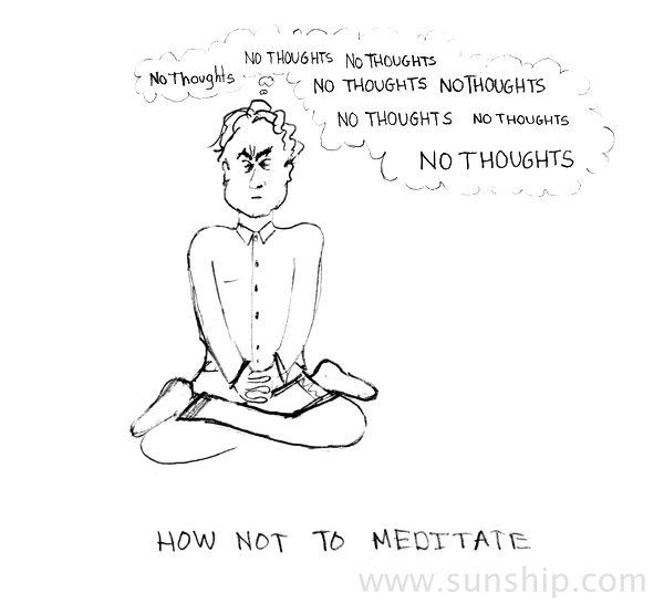 meditation cartoon - how not to meditate.